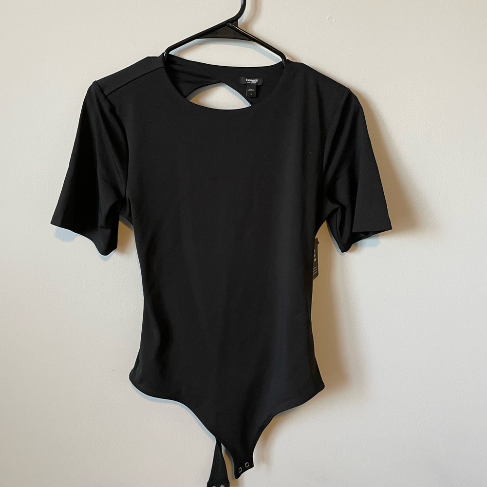 Express Black Asymmetrical Cut Out Bodysuit